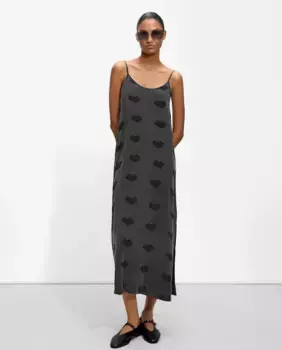 Длинное платье без бретелек с принтом губ Parfois, чёрный