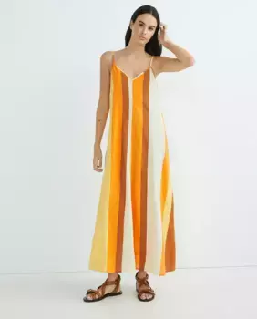 Длинное платье без бретелек Vila, горчичный