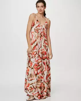 Длинное платье без бретелек Vila, оранжевый