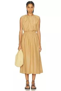 Длинное платье без рукавов Aphrodite со сборками Loulou Studio, цвет Dune