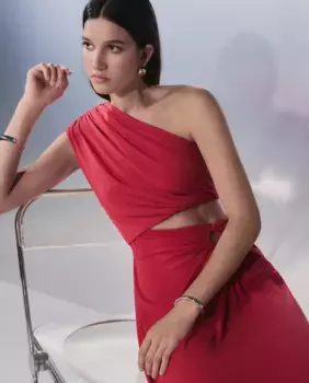 Длинное платье без рукавов с драпировкой Tintoretto, красный