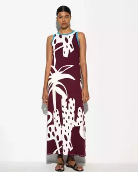 Длинное платье без рукавов с принтами Parfois, бордовый