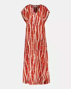 Длинное платье без рукавов с V-образным вырезом Woman El Corte Ingls, красный