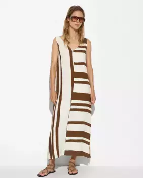Длинное платье без рукавов в полоску с принтом Parfois, белый