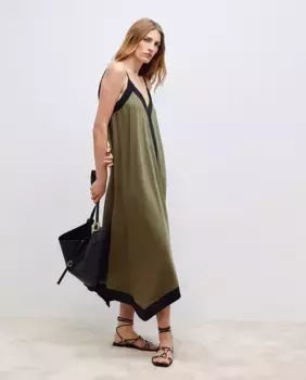 Длинное платье без рукавов Woman El Corte Ingls, хаки