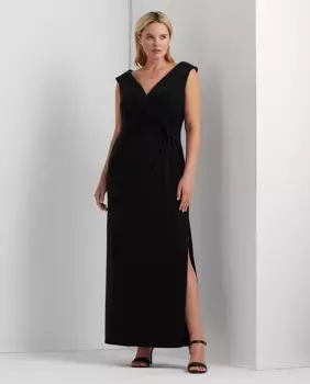 Длинное платье больших размеров без рукавов Lauren Ralph Lauren Woman, черный