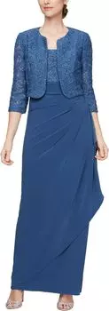 Длинное платье-болеро с завышенной талией Alex Evenings, цвет Wedgewood