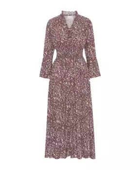 Длинное платье бордоского цвета с присборенной талией American Dreams, мультиколор