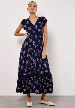 Длинное платье BOTANICAL BUNCHES Apricot, темно-синий