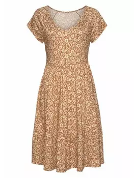 Длинное платье Buffalo Jersey, цвет braun-creme-bedruckt