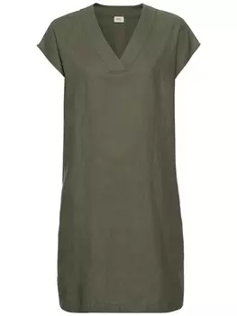 Длинное платье Camel Active Schlupf im sommerlichen Leinenmix, цвет olivgrn