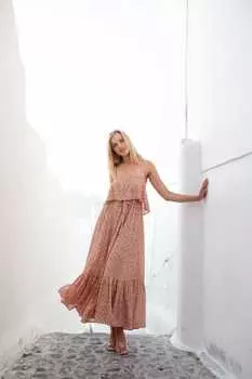 Длинное платье Celena с цветочным принтом Poppy Field, коричневый