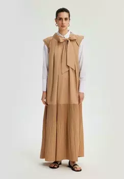 Длинное платье COLLAR TIED PLEATED Touch Priv, цвет Beige