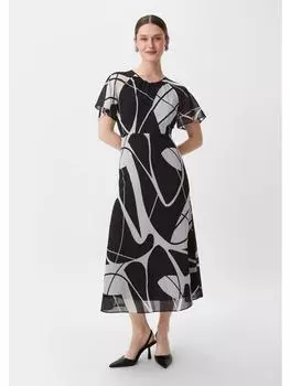 Длинное платье comma, цвет creme/schwarz