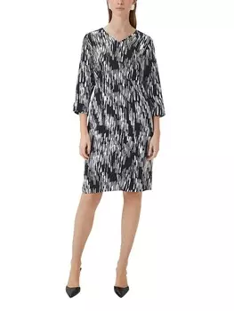 Длинное платье comma, цвет dunkelblau/wei