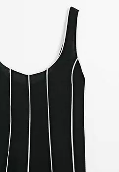 Длинное платье Contrast Two-Tone Massimo Dutti, черное