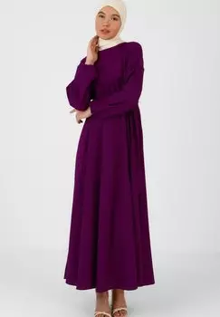Длинное платье Crew Neck-Modest-Tavin Modanisa, фиолетовый