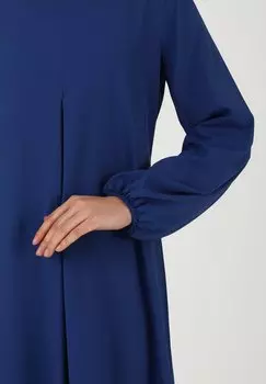 Длинное платье Crew Neck Modest -Tavin Modanisa, синее
