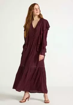 Длинное платье CRINKLED WITH FLOUNCE Lindex, темно-красный