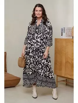 Длинное платье Curvy Lady, черный/белый