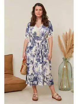 Длинное платье Curvy Lady, цвет dunkelblau/creme