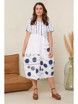 Длинное платье Curvy Lady, цвет wei/dunkelblau