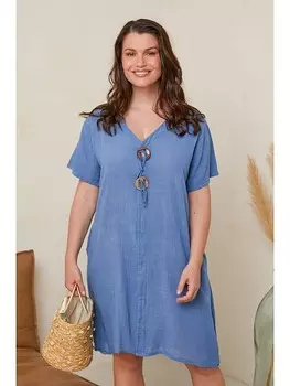 Длинное платье Curvy Lady, голубой