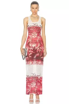 Длинное платье Diablo Devored Jean Paul Gaultier, цвет White & Red