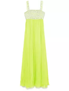 Длинное платье Dina Melwani, украшенное кристаллами, зеленый
