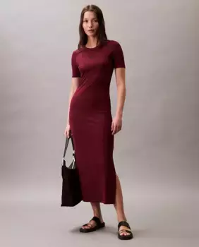 Длинное платье для женщин с логотипом Calvin Klein Jeans, бордовый