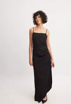 Длинное платье DRAPIERTES MIT SCHNRUNG AM RCKEN NA-KD, черный