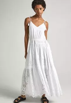 Длинное платье Dusana Pepe Jeans, белое