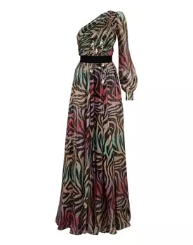 Длинное Платье Джунгли Philipp Plein, мультиколор