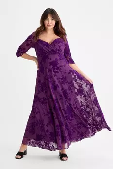 Длинное платье Elizabeth из бархатной сетки с флокированным узором Scarlett & Jo, фиолетовый