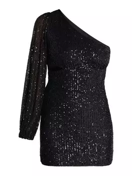 Длинное платье faina One Shoulder Mini, черный