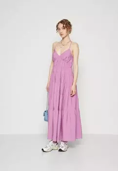 Длинное платье Flowy Tiered Cross Back Dress Abercrombie & Fitch, фуксия