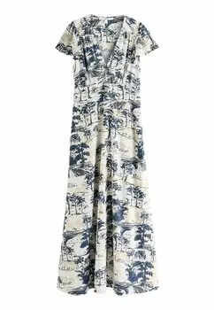 Длинное платье FLUTTER SLEEVE TIE WAIST Next, бежевый
