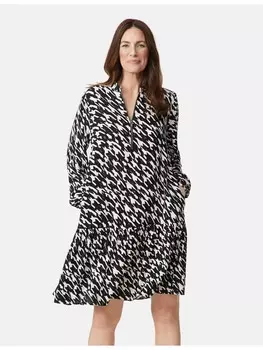 Длинное платье Gerry Weber Gewebe, цвет black/ecru houndstooth small