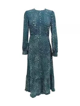 Длинное платье GINI LONDON Maxi Gini Animal Print Long Sleeve Midaxi, зеленый