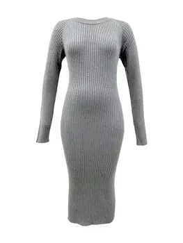 Длинное платье GINI LONDON Midi Gini Crew Neck Bodycon Knit, серый