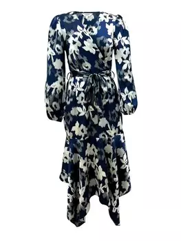 Длинное платье GINI LONDON Midi Gini Asymmetric Hen Wrap Midi, темно-синий