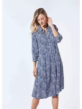 Длинное платье GOLDNER, цвет royalblau/wei/gemustert