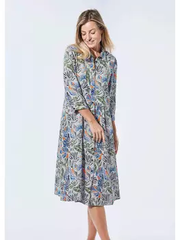 Длинное платье GOLDNER, цвет sand/blau/orange/gemustert