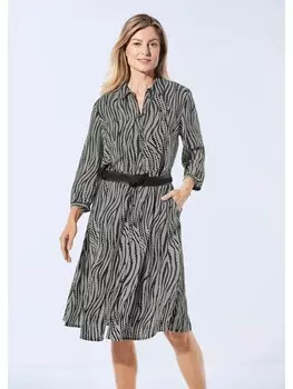 Длинное платье GOLDNER, цвет schwarz/cremewei/gemustert