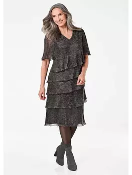 Длинное платье GOLDNER, цвет schwarz/silberfarben/gemustert