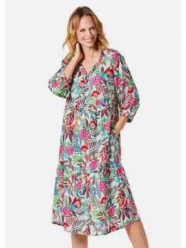 Длинное платье GOLDNER Druck, цвет koralle/grn/gemustert