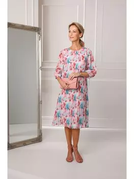 Длинное платье GOLDNER Plissee, цвет lagune/apricot/geblmt