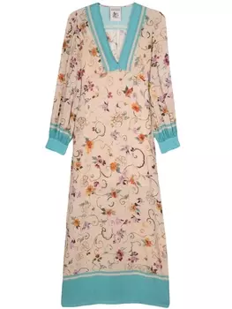 Длинное платье Habotai с V-образным вырезом и принтом Semicouture, бежевый