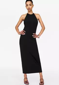 Длинное платье HALTERNECK PULL&BEAR, черный