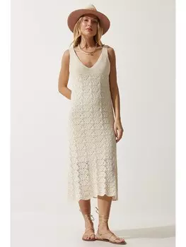 Длинное платье Happiness Istanbul Strick, кремовый